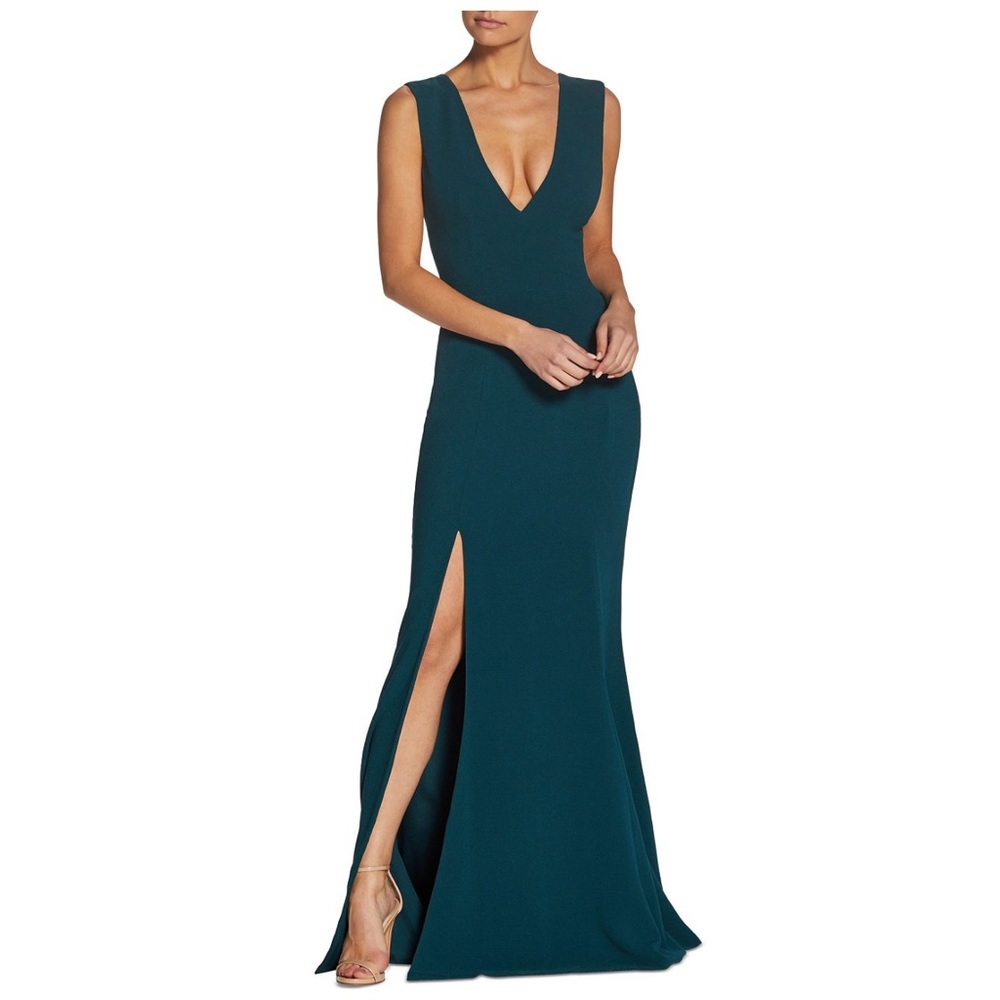 Dress the Population Sandra Gown plunge crepe trumpet Size Small